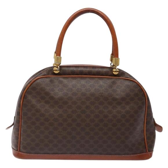 CELINE Macadam Canvas Hand Bag Pvc Leather Brown Gold - Picture 3 of 13